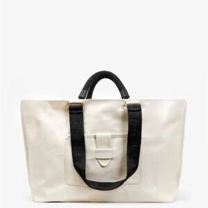 Clare V Bateau White Leather Tote Bag